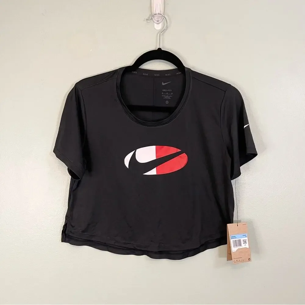 Nike‎ Women's Dri-Fit Lightweight Cropped Athletic Tshirt Black Size Medium NWT